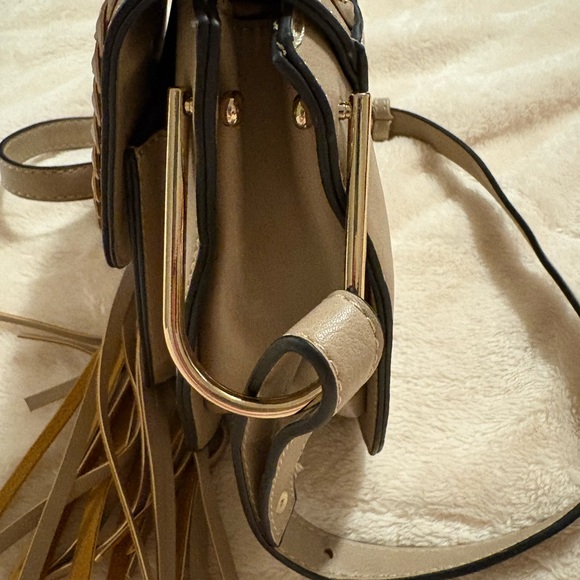 Beige Crossbody Bag with Tassels - Picture 6 of 10